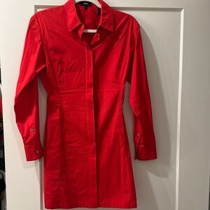 Theory Red Long Sleeve Dress